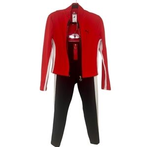Puma Red Jacket w Bl/white Trim and 2 Pair Bottoms      (1 Red and 1 Black Pair)